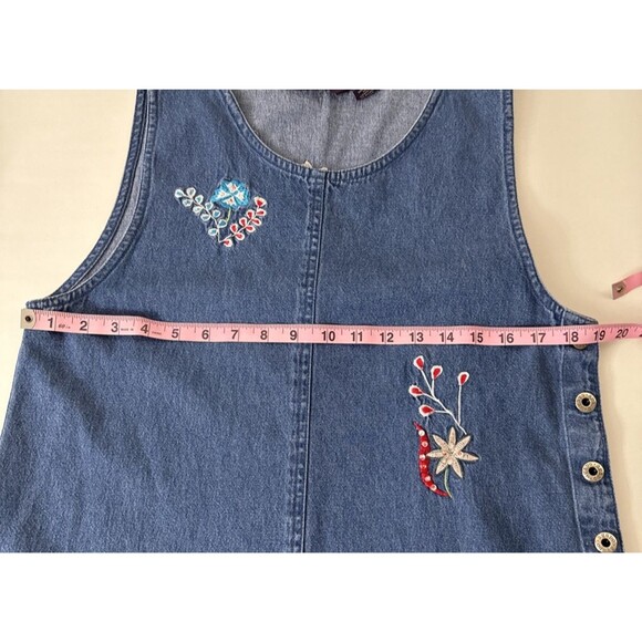 Agapo Jean Jumper Dress with Floral Embroidery Women's Size Medium - Picture 11 of 12